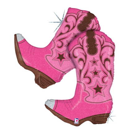 36 IN BETALLIC HOLOGRAPHIC PINK DANCING BOOTS FOIL BALLOON