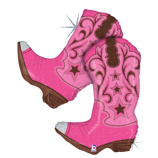 36 IN BETALLIC HOLOGRAPHIC PINK DANCING BOOTS FOIL BALLOON
