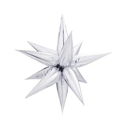 40 In. Silver Starburst Foil Balloon