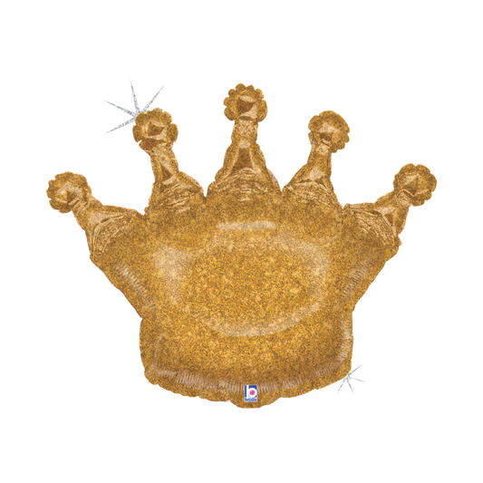 30 In. Gold Glittering Crown Foil Balloon