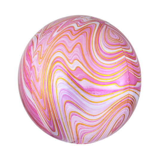 16 In. Pink Marblez Orbz Foil Balloon