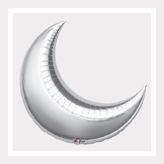28 In. Silver Crescent Moon Foil Balloon