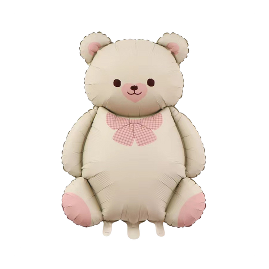 35 In. Cream Pink Teddy Bear Foil Balloon