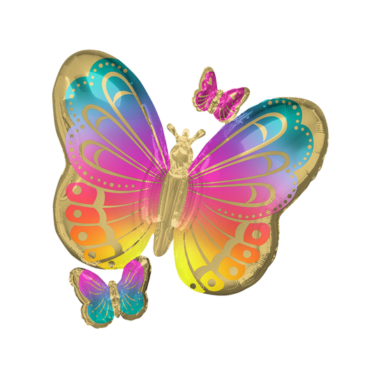 29 In. Rainbow Butterflies Foil Balloon