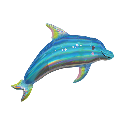 29 In. Iridescent Blue Dolphin Foil Balloon