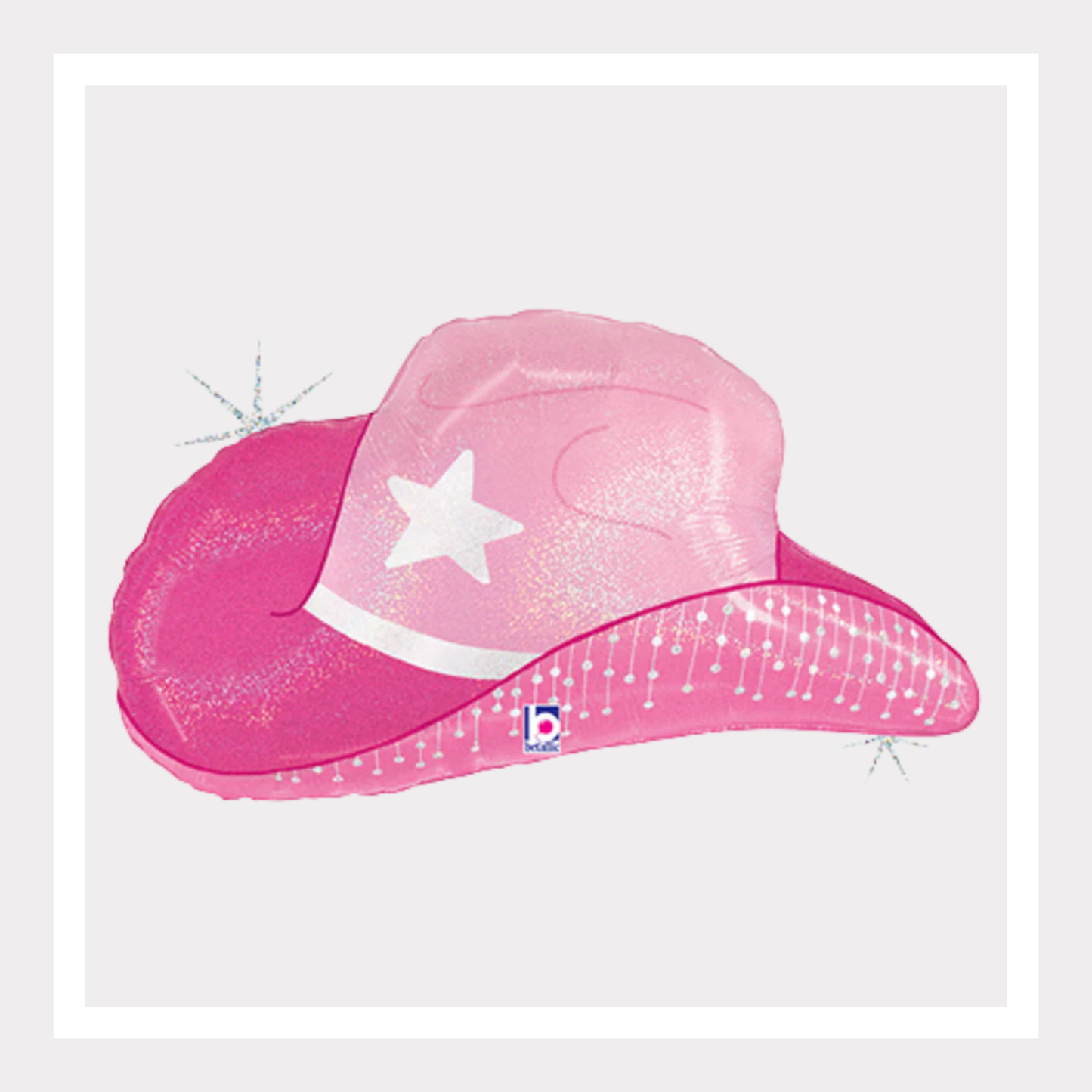 26 In. Holographic Pink Cowgirl Hat Foil Balloon